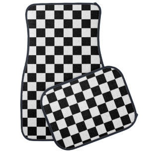 Black and White Checkerboard Checkered Flag Car Floor Mat