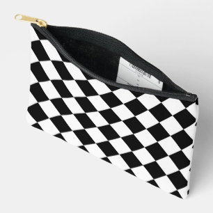 Black And White Checkerboard Checkered Flag Design Accessory Pouch