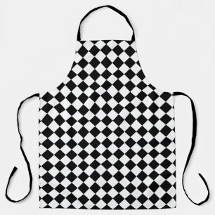 Black And White Checkerboard Checkered Flag Design Apron