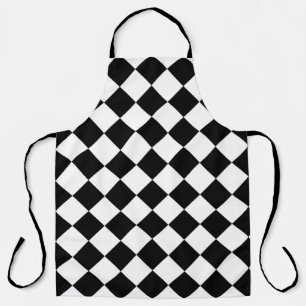 Black And White Checkerboard Checkered Flag Design Apron