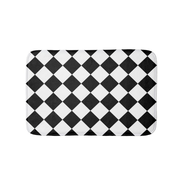 Black And White Checkerboard Checkered Flag Design Bath Mat (Front)