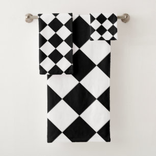 Black And White Checkerboard Checkered Flag Design Bath Towel Set