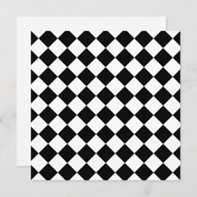 Black And White Checkerboard Checkered Flag Design Card (Front/Back)