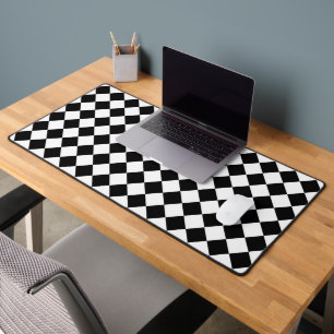 Black And White Checkerboard Checkered Flag Design Desk Mat
