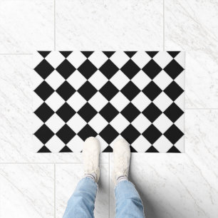 Black And White Checkerboard Checkered Flag Design Doormat