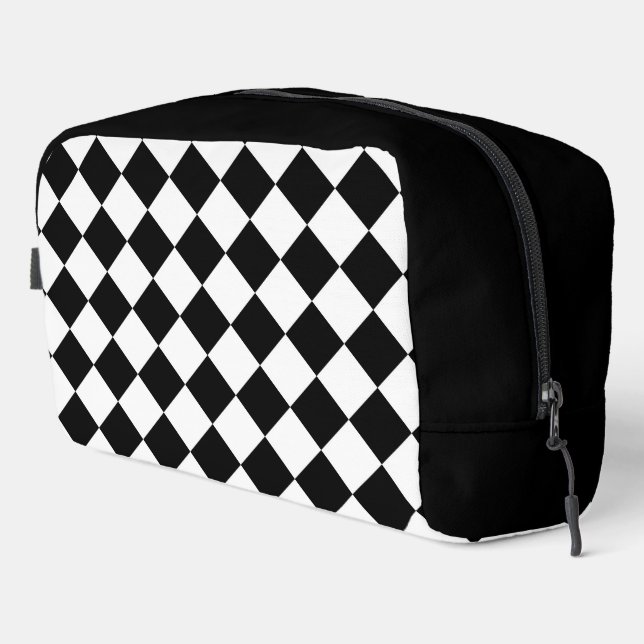 Black And White Checkerboard Checkered Flag Design Dopp Kit (Right Corner)