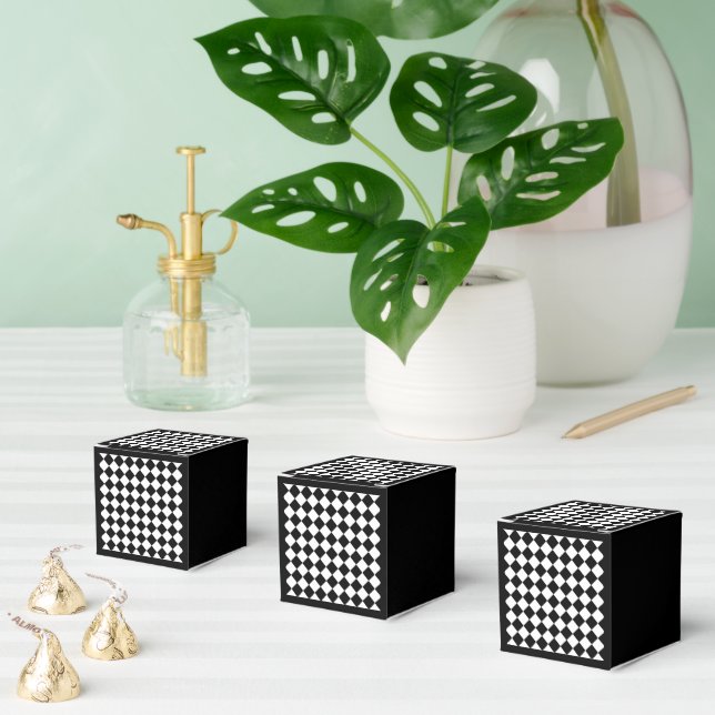 Black And White Checkerboard Checkered Flag Design Favor Boxes (Multiple)