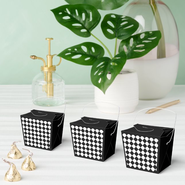 Black And White Checkerboard Checkered Flag Design Favor Boxes (Multiple)