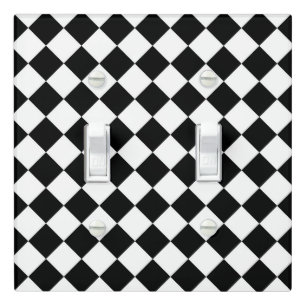 Black And White Checkerboard Checkered Flag Design Light Switch Cover