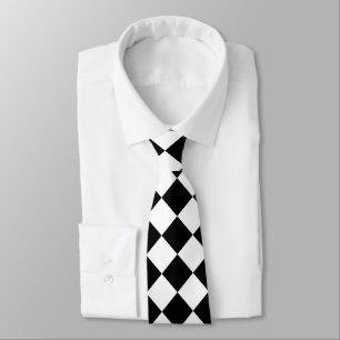 Black And White Checkerboard Checkered Flag Design Neck Tie