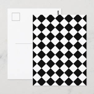 Black And White Checkerboard Checkered Flag Design Postcard