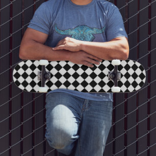Black And White Checkerboard Checkered Flag Design Skateboard