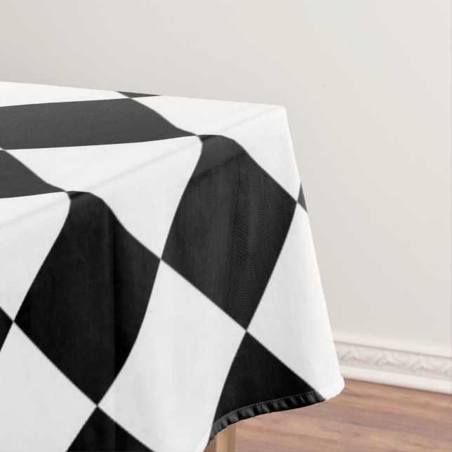 Black And White Checkerboard Checkered Flag Design Tablecloth (In Situ)