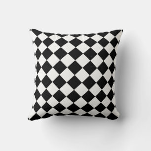 Black And White Checkerboard Checkered Flag Design Throw Pillow