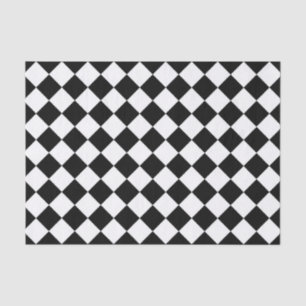 Black And White Checkerboard Checkered Flag Design Tissue Paper