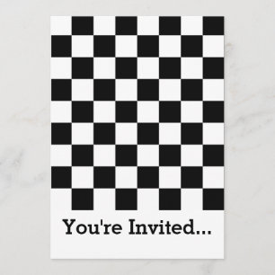 Black and White Checkerboard Checkered Flag Invitation