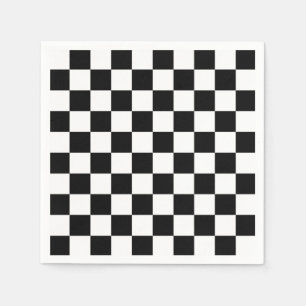 Black and White Checkerboard Checkered Flag Napkins