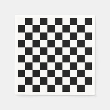 Black And White Checkerboard Checkered Flag Napkins by cutencomfy at Zazzle