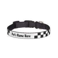 Black and White Checkerboard Checkered Flag Pet Collar