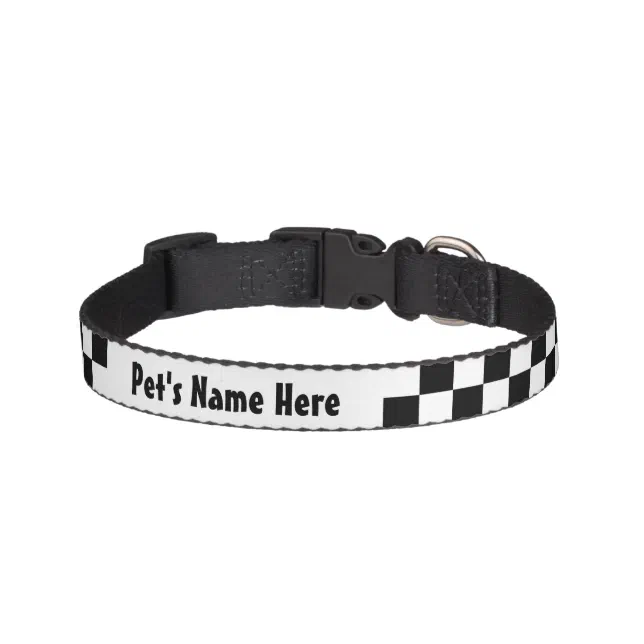Black and White Checkerboard Checkered Flag Pet Collar Zazzle