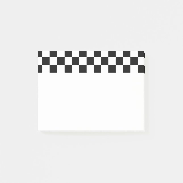 Black and White Checkerboard Checkered Flag Post-it Notes (Front)