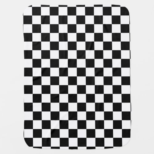 Black and White Checkerboard Checkered Flag Stroller Blanket