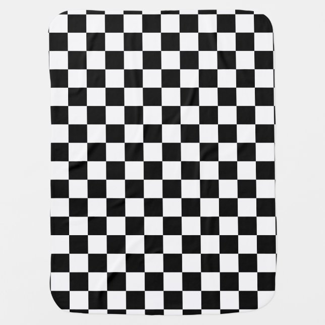 Black and White Checkerboard Checkered Flag Stroller Blanket (Front)