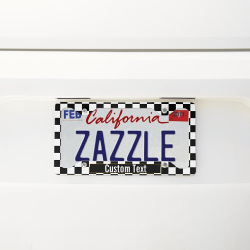 Black and White Checkerboard Create Your Own License Plate Frame