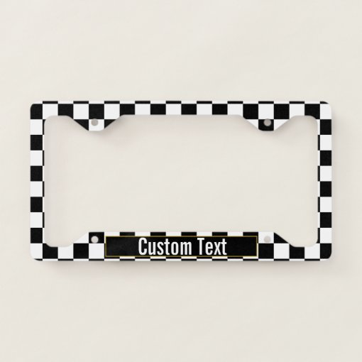 Black and White Checkerboard Create Your Own License Plate Frame | Zazzle