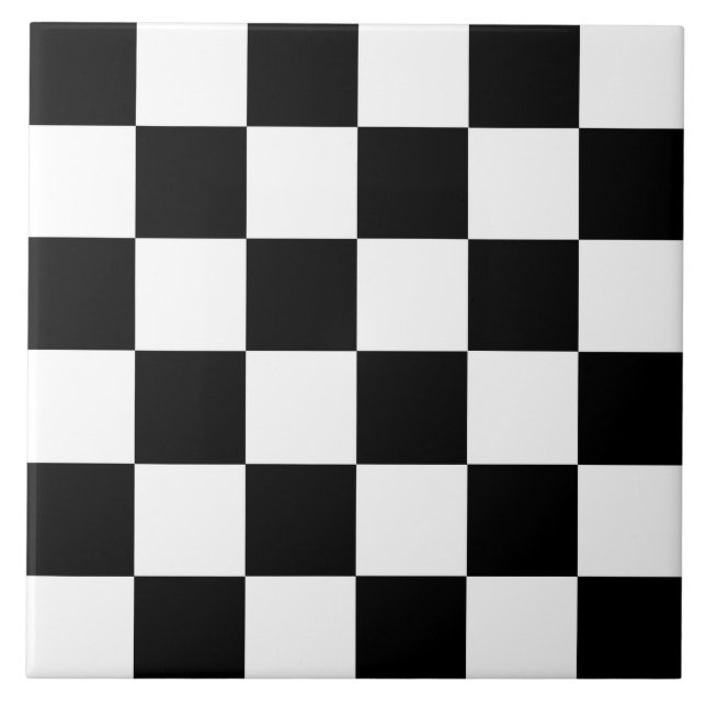 Black and White Checkerboard | Custom Ceramic Tile (Front)