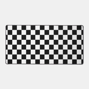 Black and White Checkerboard Desk Mat