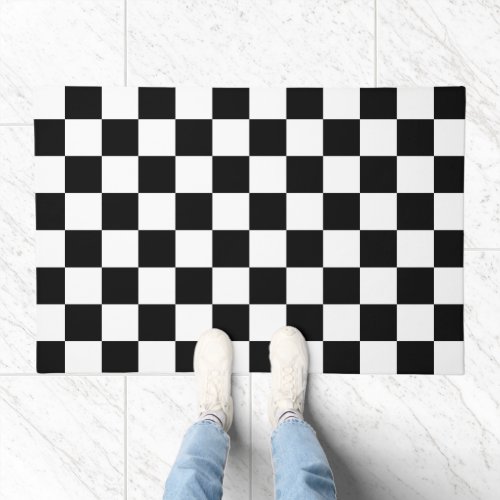 Black and White Checkerboard Doormat