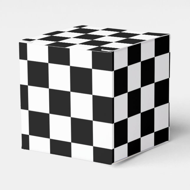 Black and White Checkerboard Favor Boxes (Front Side)