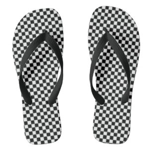 Black and White Checkerboard Flip Flops