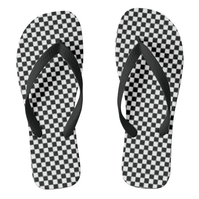 Black and White Checkerboard Flip Flops (Footbed)