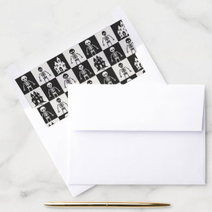 Black and White Checkerboard Halloween Envelope Liner