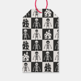 Black and White Checkerboard Halloween Gift Tags