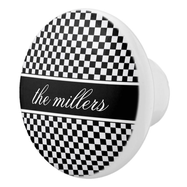 Black and White Checkerboard ID148 Ceramic Knob (Right)