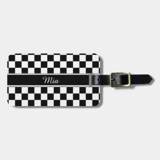 Black and White Checkerboard ID148 Luggage Tag