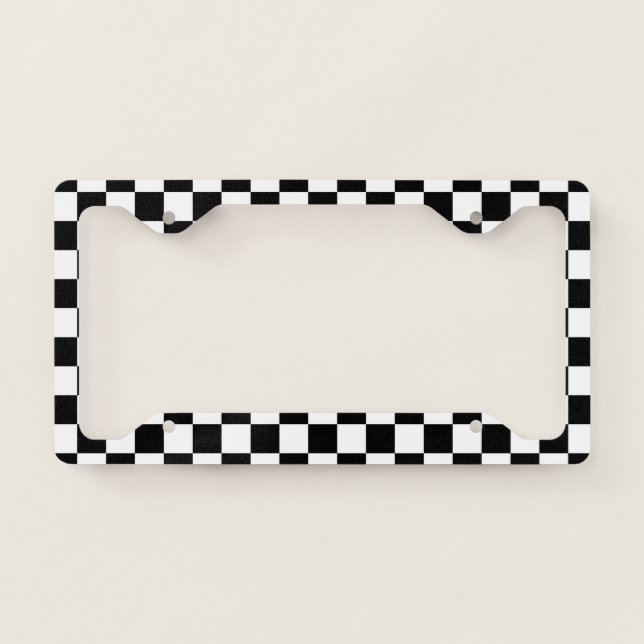 Black and White Checkerboard License Plate Frame (Front)
