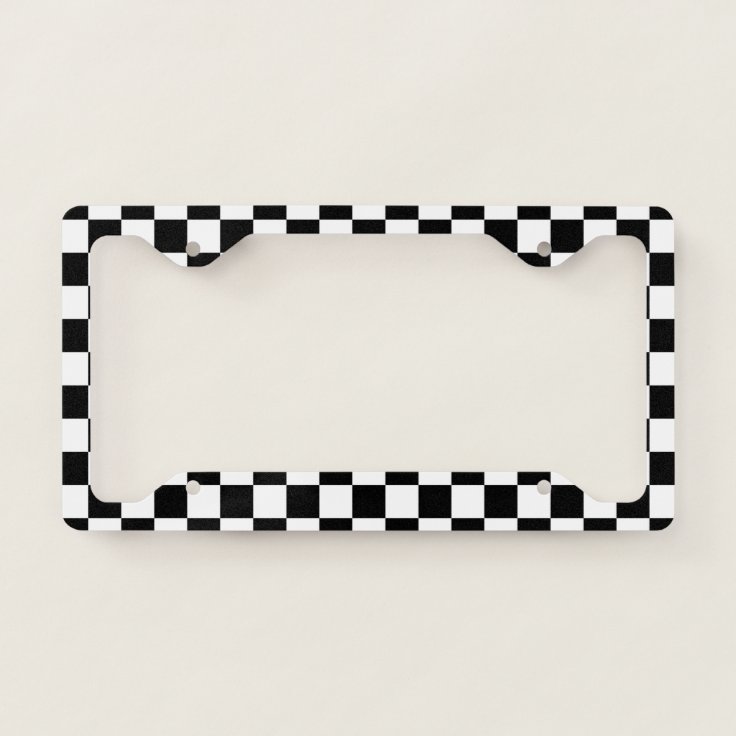 Black and White Checkerboard License Plate Frame | Zazzle