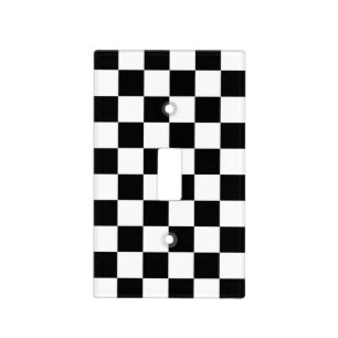 Black and White Checkerboard Light Switch Cover