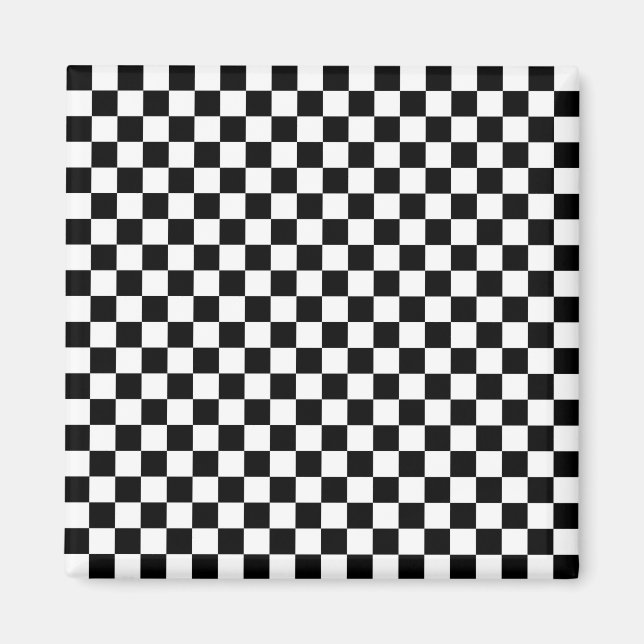 Black and White Checkerboard Magnet (Front)