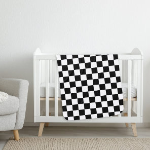 Black and White Checkerboard Monogrammed Baby Blanket