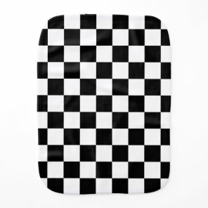 Black and White Checkerboard Monogrammed Baby Burp Cloth