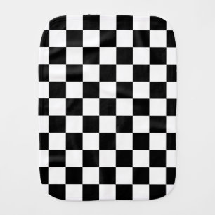 Black and White Checkerboard Monogrammed Baby Burp Cloth
