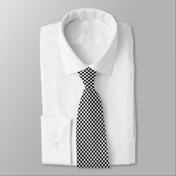 Black And White Checkerboard Necktie by NiteOwlStudio at Zazzle