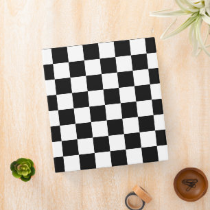 Black and White Checkerboard Pattern 3 Ring Binder