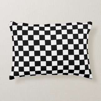 Black and White Checkerboard Pattern Accent Pillow