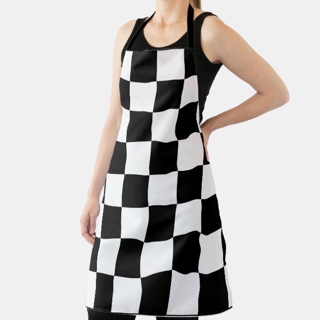 Black and White Checkerboard Pattern  Apron (Insitu)